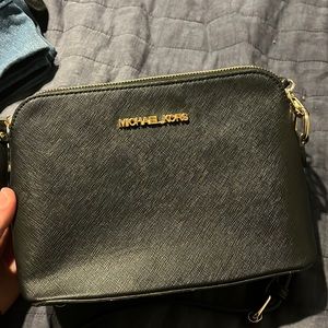 Michael Kors black leather crossbody bag